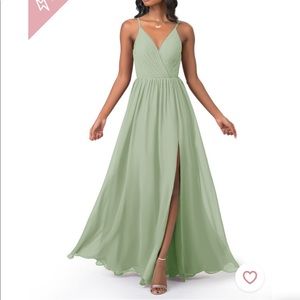 Azazie dusty sage bridesmaid dress style Gracie